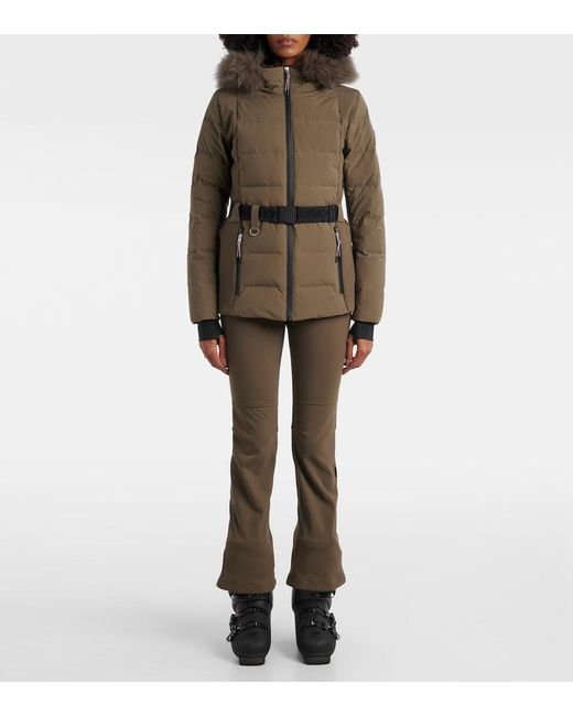 Yves Salomon Green Doudoune 64Cm Belted Down Jacket