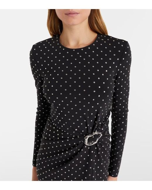 Roland Mouret Black Embellished Gathered Jersey Gown