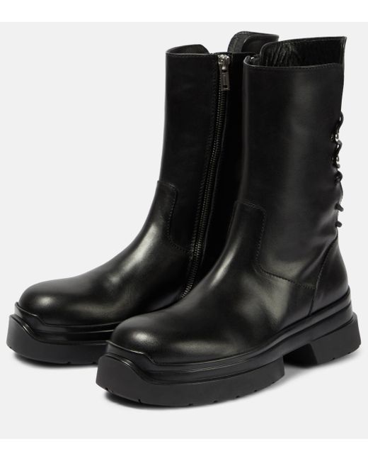 Ann Demeulemeester Black Kole Leather Back Lace-up Boots