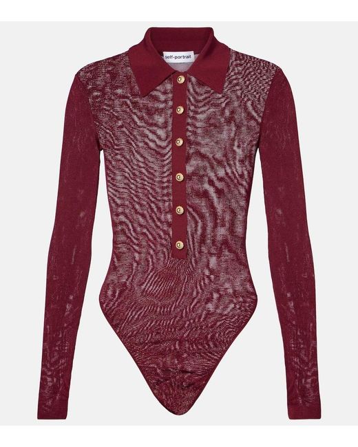 Self-Portrait Red Knitted Bodysuit
