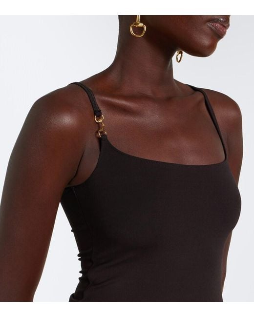 Gucci Black Horsebit Crepe Jersey Tank Top