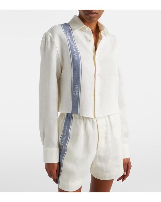 J.W. Anderson White Cropped Linen Shirt