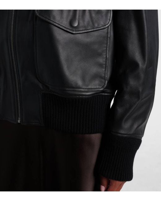 Ralph Lauren Black Coale Leather Bomber Jacket