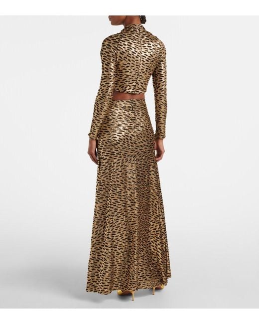 Rabanne Black Tiger-Print Metallic Top