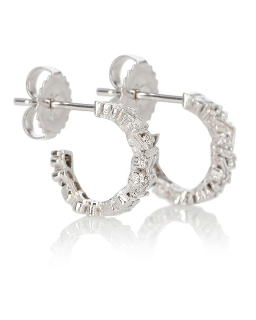 Suzanne Kalan Fireworks 18kt White Gold Hoop Earrings With Diamonds