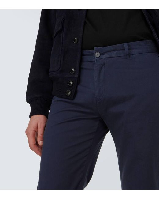 Pantalones chinos slim de sarga de algodon Sunspel de hombre de color Blue