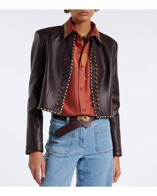 Etro Black Studded Leather Jacket