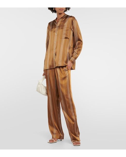 Vince Brown Striped Silk Shirt