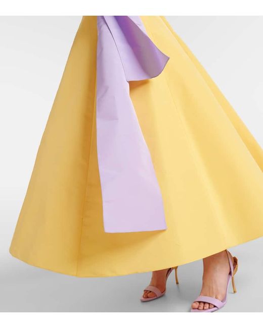 Vestido de fiesta de faya de seda Carolina Herrera de color Yellow