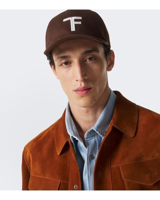Tom Ford Brown Logo Cotton Canvas Baseball Cap for men