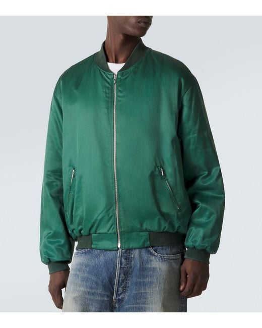 A.PRESSE Green Cotton-Blend Bomber Jacket for men