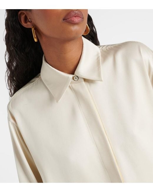 Camicia oversize in raso di Jil Sander in White