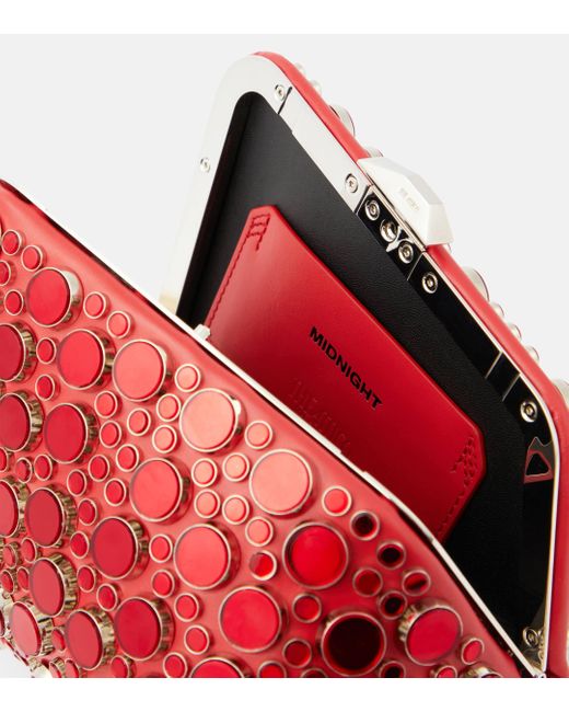 The Attico Red Midnight Mini Embellished Leather Clutch