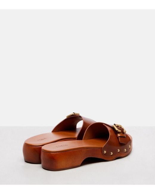 Chloé Brown Jeannette Leather Mules