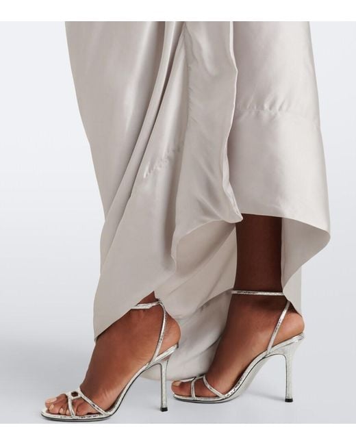 Vivienne Westwood White Glossa Draped One-Shoulder Satin Maxi Dress