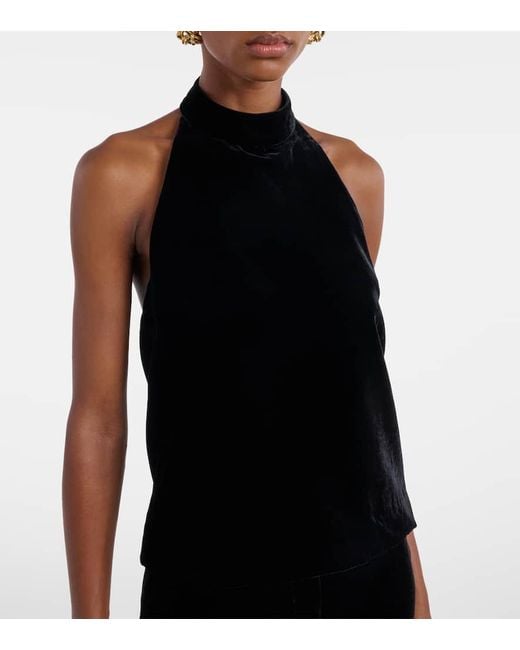 Nili Lotan Black Peneloppe Halterneck Velvet Top