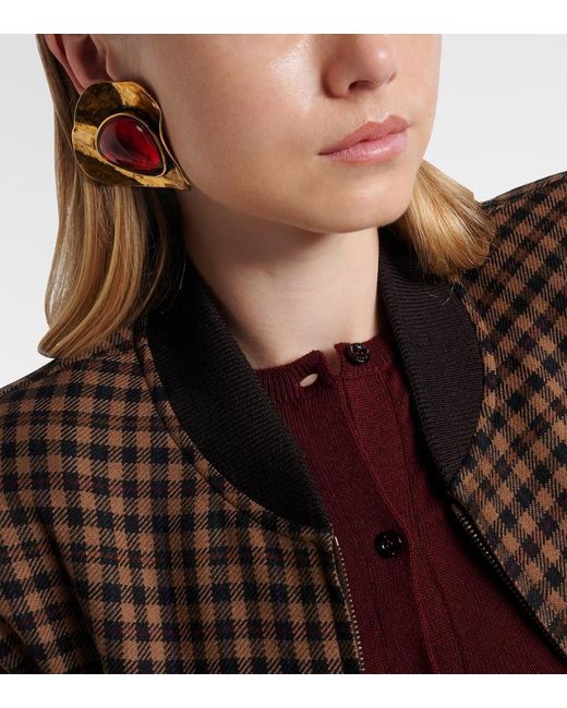 Saint Laurent Brown Verzierte Clip-Ohrringe
