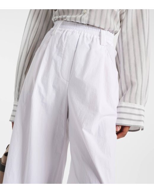 Brunello Cucinelli White High-rise Cotton Wide-leg Pants