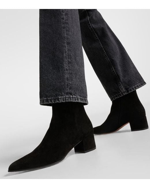 Gianvito Rossi Black Lyell 45 Suede Ankle Boots