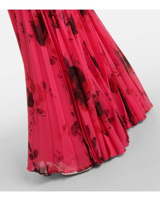 Vestido de fiesta de gasa floral Erdem de color Red
