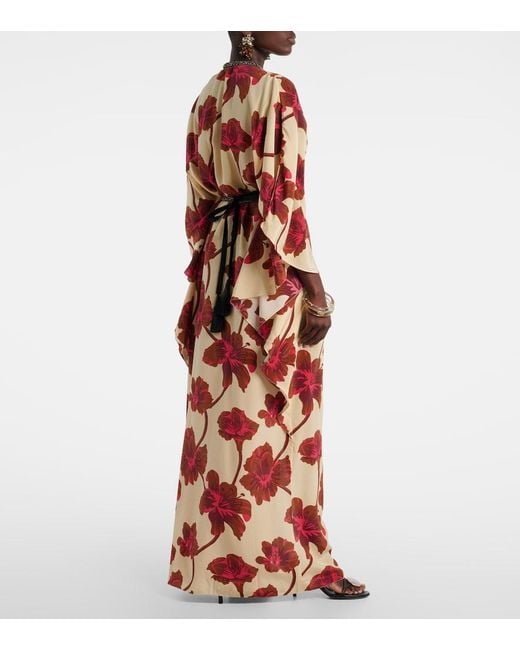 Johanna Ortiz Red Embellished Silk Maxi Dress