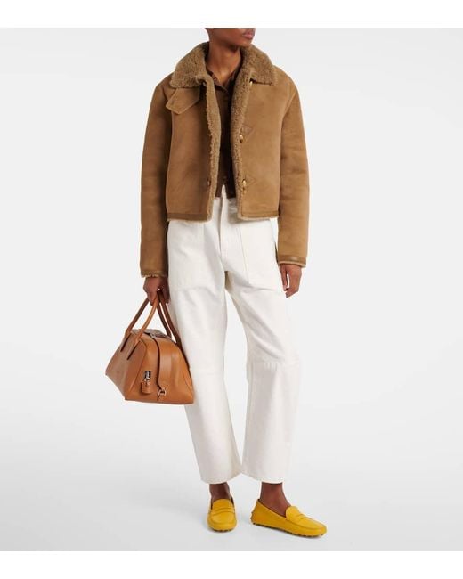 Tod's Yellow Gommino Metallic Leather Driving Shoes