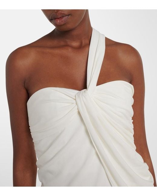 Jonathan Simkhai White Draped Jersey Top
