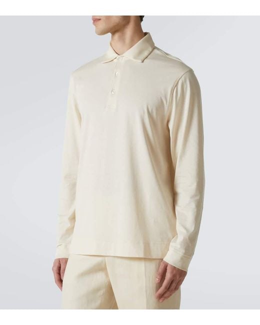 Lardini Polopullover Aus Baumwolle Und Seide in Natural für Herren