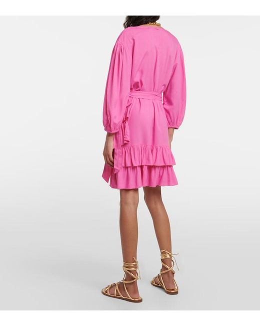 Melissa Odabash Pink Tabitha Cotton Wrap Minidress