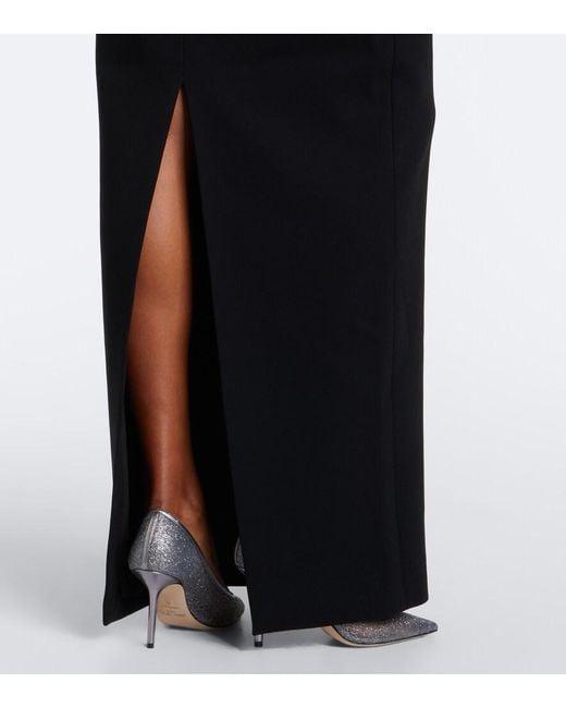 Rachel Gilbert Black Oscar Off-Shoulder Crepe Corset Gown