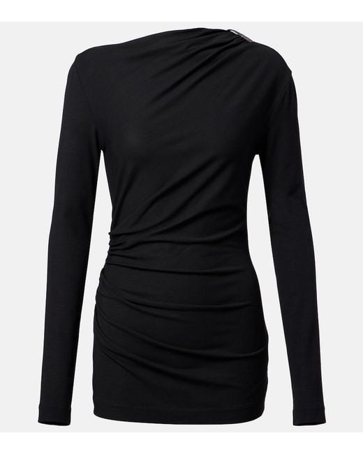 Brunello Cucinelli Black Monili Gathered Top