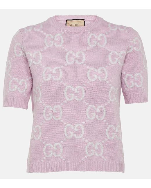 Top de lana con GG Gucci de color Pink