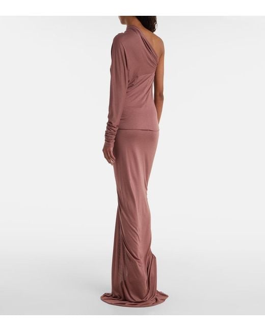 Rick Owens Pink Diana One-Shoulder Jersey Top