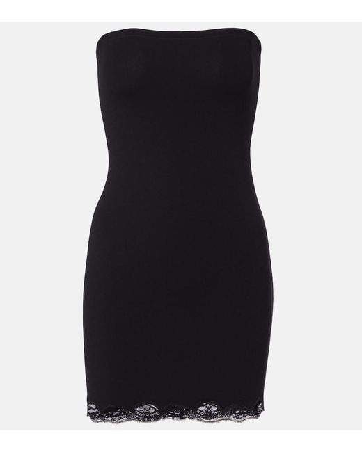 Gucci Black Lace-Trimmed Jersey Minidress
