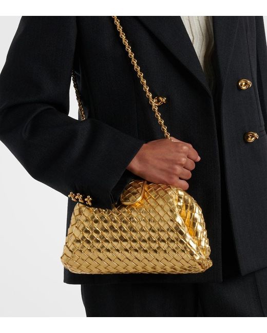 Bottega Veneta Clutch Lauren 1980 Small Aus Metallic-Leder