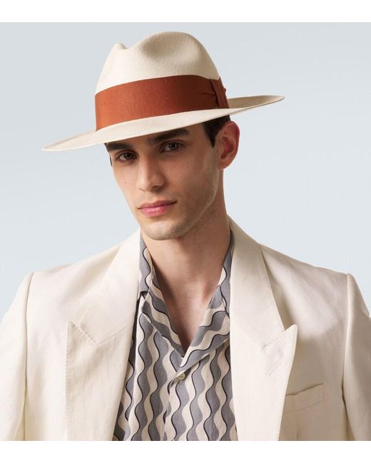 Frescobol Carioca White Rafael Straw Fedora for men