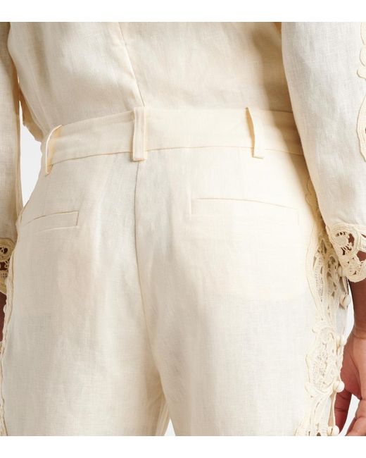 Zimmermann Natural Awaken Embroidered Linen Flared Pants