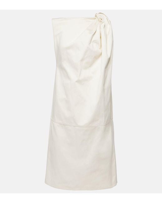 Totême  Natural Draped Cotton And Linen Minidress