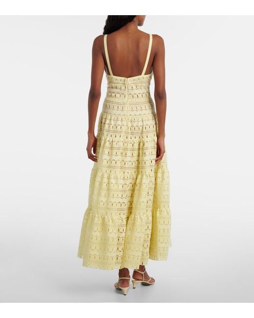 Elie Saab Yellow Macrame Midi Dress