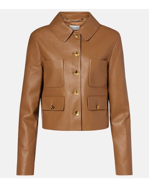 Altuzarra Brown Astley Cropped Leather Jacket