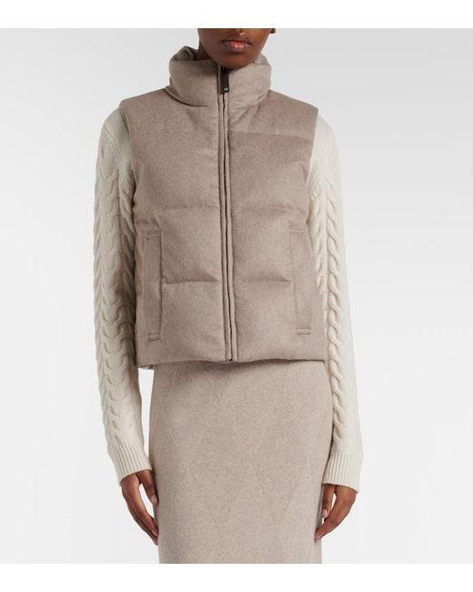Max Mara Natural Quilted Cashmere Down Vest
