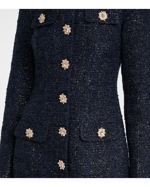 Self-Portrait Blue Boucle Minidress