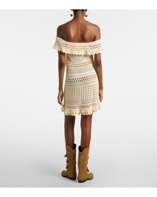 Isabel Marant Natural Zoa Crochet Cotton-Blend Minidress