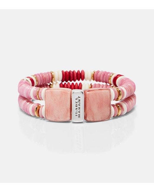 Isabel Marant Pink Lyna Beaded Bracelet