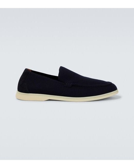 Loro Piana Blue Summer Walk Knitted Loafers for men
