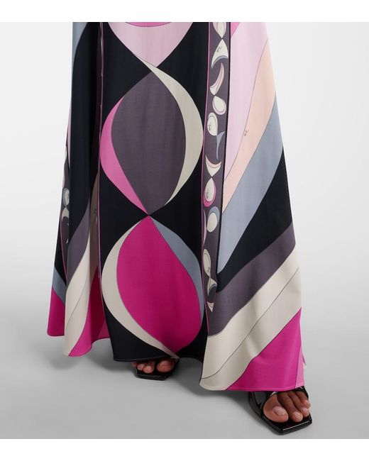 Emilio Pucci Pink Marmo Jersey Satin Maxi Skirt
