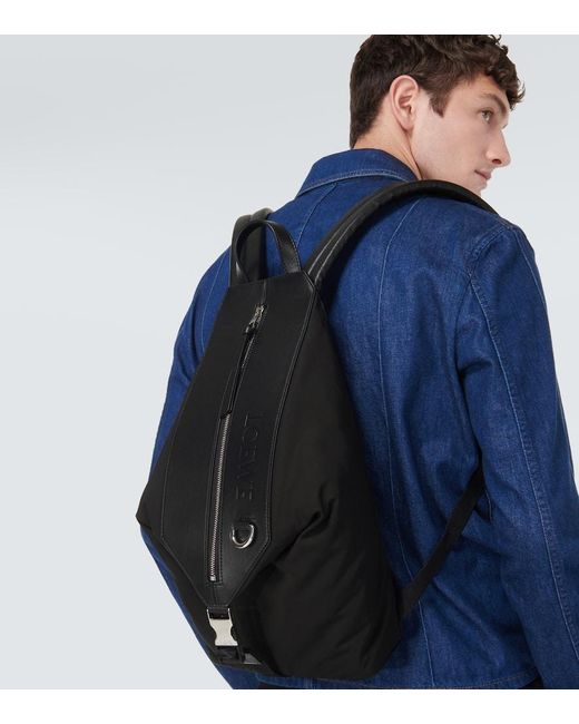 Loewe Leather-trimmed Backpack in Black for Men | Lyst