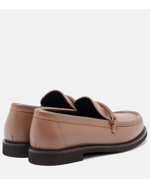 Brunello Cucinelli Brown Monili Leather Loafers