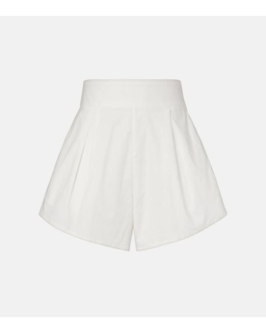 Adriana Degreas White Solid Pleated Cotton Shorts