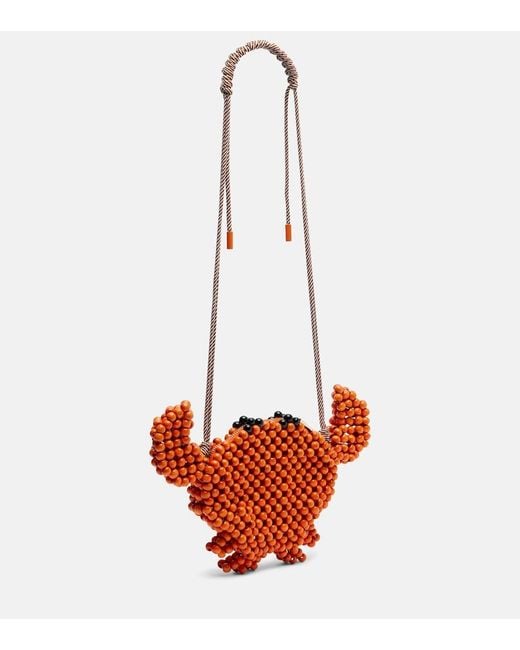ALÉMAIS Red Crab Mini Beaded Crossbody Bag